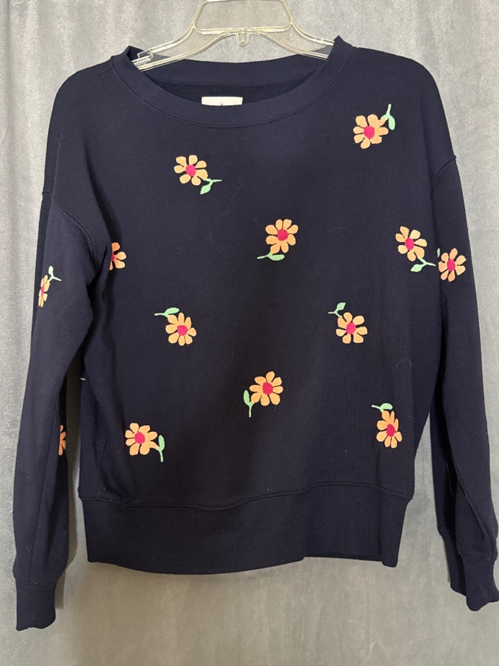 Lou & Grey XS Navy Blue Crew Neck Daisy Sweatshirt